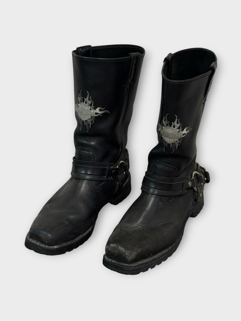 Harley-Davidson Black Leather Engineer Motorcycle Boots Mens 10.5 Harness Biker
